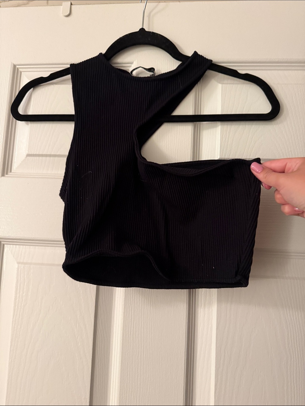 Zara Black Ribbed Cutout Crop Top